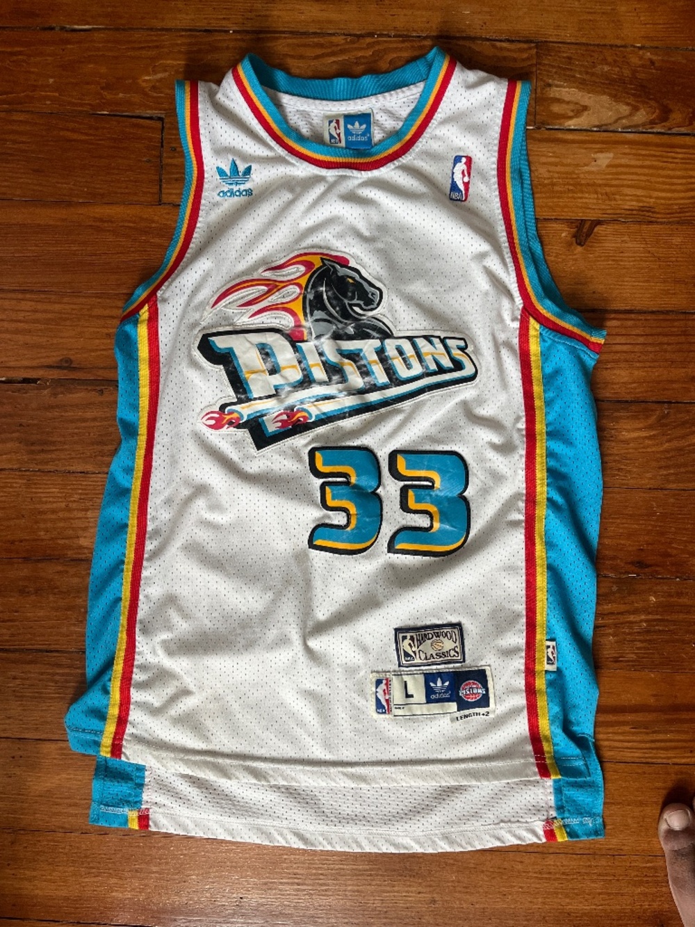 ADIDAS HARDWOOD CLASSICS GRANT HILL DETROIT PISTONS JERSEY